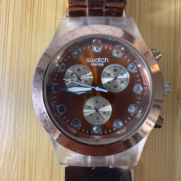 Swatch Irony Diaphane Rose Gold Watch, 37.5mm - Picture 3 of 5